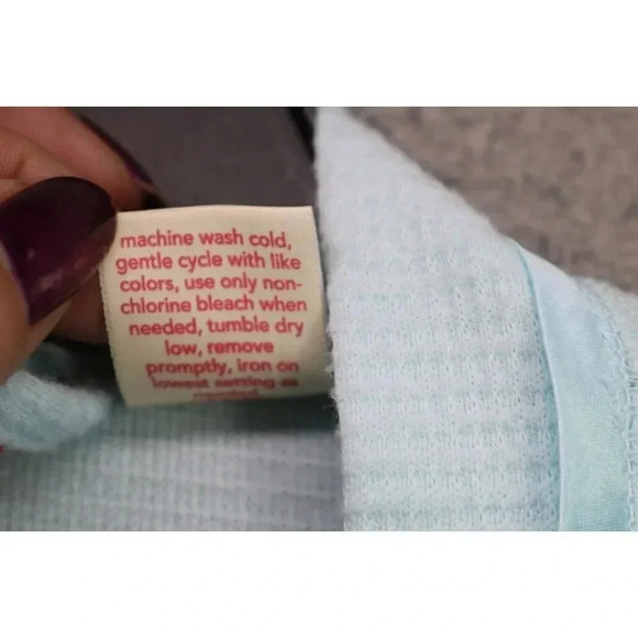 Coral Bay Women's Light Blue Robe-XL-Belted-Pockets-Satin Trim - Picture 5 of 10